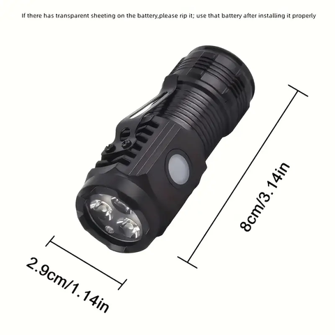 Linterna LED Mini Recargable por USB, 1pc, 5 Modos, Brillo de 3 LED, Portátil