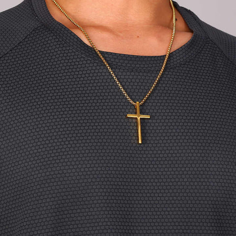 GoldEdge™ | Collar Cadena Laminada En Oro De 18K Con Cruz, De Acero Inoxidable Con Baño De Oro De 18K 🛒🔥🎁 |Envío GRATIS - 40% DE DESCUENTO|
