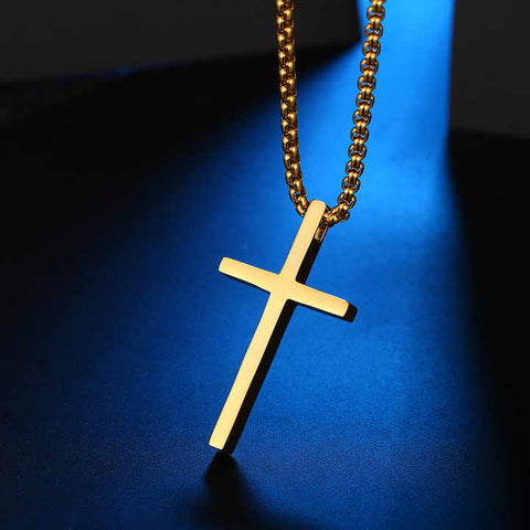 GoldEdge™ | Collar Cadena Laminada En Oro De 18K Con Cruz, De Acero Inoxidable Con Baño De Oro De 18K 🛒🔥🎁 |Envío GRATIS - 40% DE DESCUENTO|