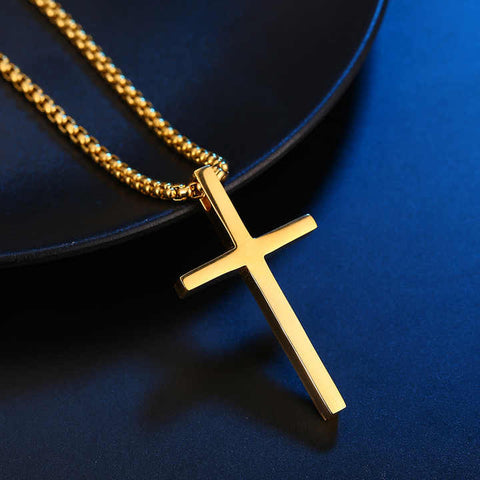 GoldEdge™ | Collar Cadena Laminada En Oro De 18K Con Cruz, De Acero Inoxidable Con Baño De Oro De 18K 🛒🔥🎁 |Envío GRATIS - 40% DE DESCUENTO|