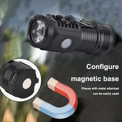 Linterna LED Mini Recargable por USB, 1pc, 5 Modos, Brillo de 3 LED, Portátil