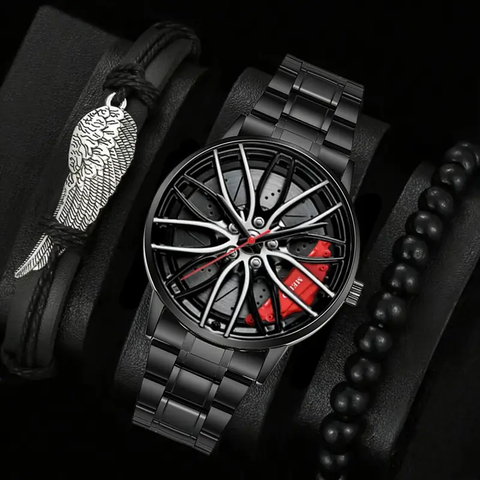 EliteRacer™ | Reloj de cuarzo deportivo de acero inoxidable estilo llanta de coche + Pulseras 🛒🔥🎁 |Envío GRATIS - 40% DE DESCUENTO|