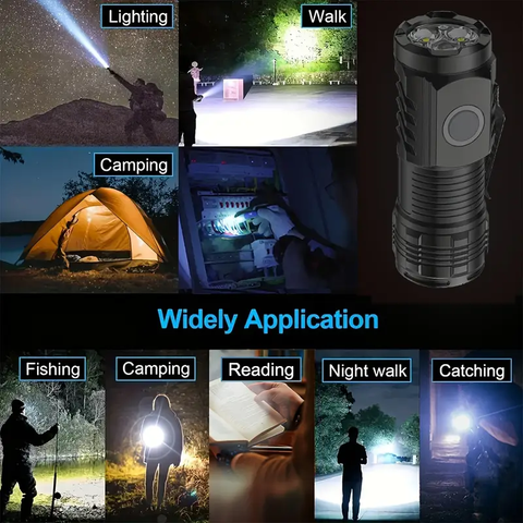 Linterna LED Mini Recargable por USB, 1pc, 5 Modos, Brillo de 3 LED, Portátil