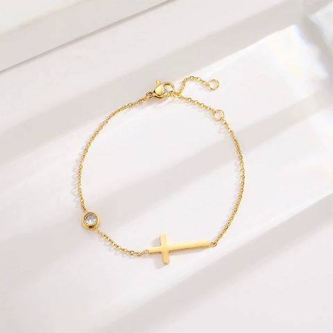 GildLoop™ | Collar Gargantilla + Pulsera Con Cruz Oro Laminado 18K De Acero Inoxidable Chapada En Oro De 18K Para Mujer Con Cruz Pequeña 🛒🔥🎁 |Envío GRATIS - 40% DE DESCUENTO|