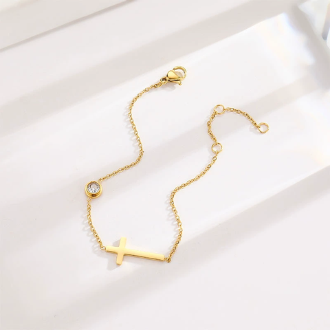 GildLoop™ | Collar Gargantilla + Pulsera Con Cruz Oro Laminado 18K De Acero Inoxidable Chapada En Oro De 18K Para Mujer Con Cruz Pequeña 🛒🔥🎁 |Envío GRATIS - 40% DE DESCUENTO|