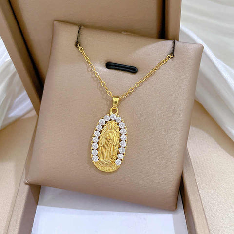 GraceLink™ | Collar Con Dije De La Virgen Laminado En Oro 🛒🔥🎁 |Envío GRATIS - 40% DE DESCUENTO|