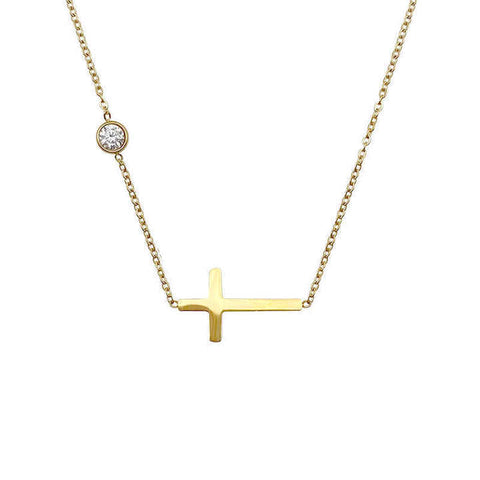 GildLoop™ | Collar Gargantilla + Pulsera Con Cruz Oro Laminado 18K De Acero Inoxidable Chapada En Oro De 18K Para Mujer Con Cruz Pequeña 🛒🔥🎁 |Envío GRATIS - 40% DE DESCUENTO|