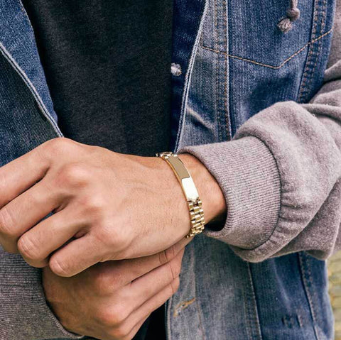 LuxeSteel™| Esclava Pulsera Curva De Lujo De Acero Inoxidable 10 mm Laminada En Oro Con Placa Robusta 🛒🔥🎁 |Envío GRATIS - 40% DE DESCUENTO|