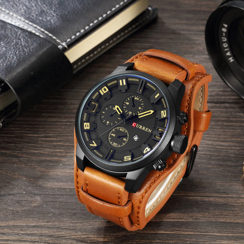 EDGE™ | Reloj De Cuarzo Japonés De Cuero Para Hombre, Calendario Completo 🛒🔥🎁 |Envío GRATIS - 40% DE DESCUENTO|